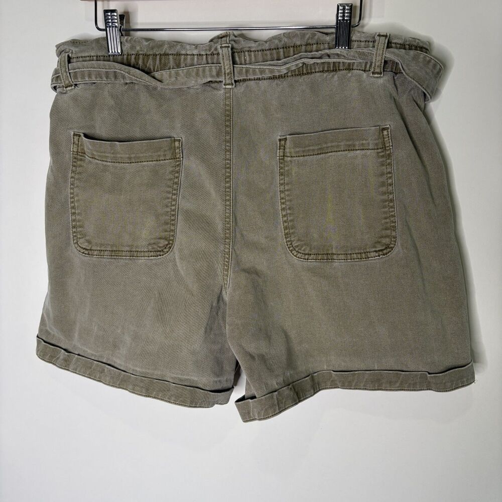 Loft Shorts Paperbag High Rise Olive Green Tie Waist Cinched Women Size Large - Picture 4 of 6